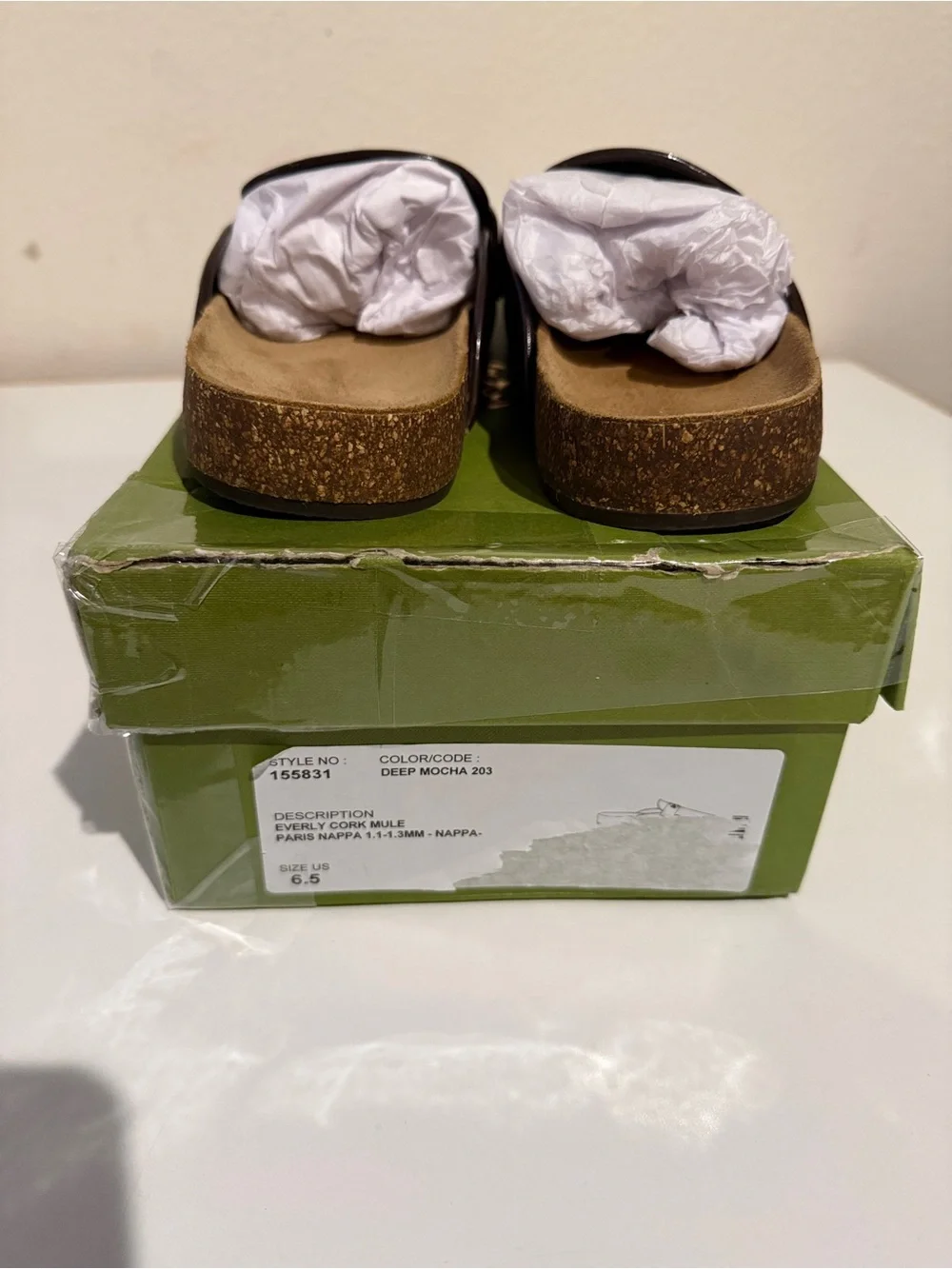 Tory Burch Everly cork leather mules deep mocha brown size 6.5 like new w/box